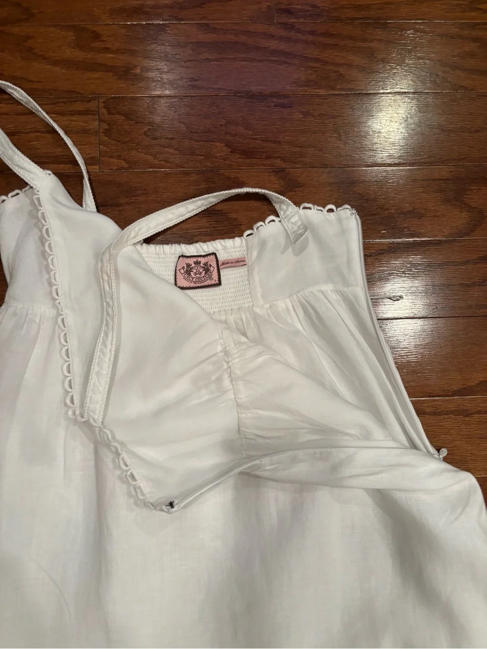 Juicy Couture White Lace-Trim Cotton Slip